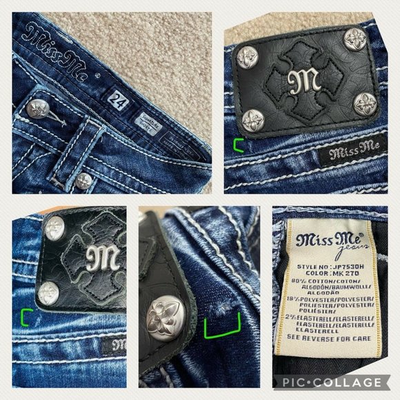 Miss Me 24 Signature Short Denim Hippie Peace Love Rhinestone Accented - Picture 10 of 10